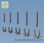 Stockless anchor hall (5 sizes x 10 pcs, total 50pcs), resin parts