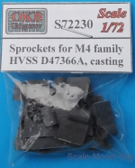 Detailing set: Sprockets for M4 family, HVSS D47366A, casting, OKB Grigorov, Scale 1:72