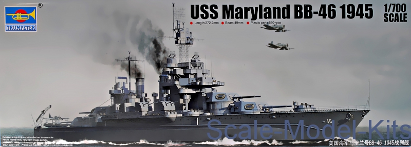 Trumpeter - USS Maryland BB-46 1945 - plastic scale model kit in 1:700 ...